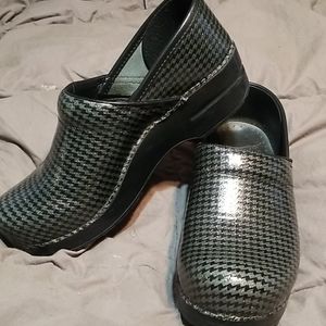 Dansko sparkly grey clogs